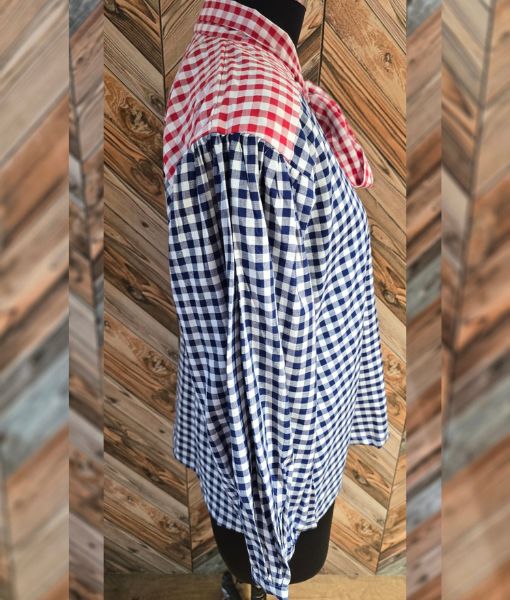 Americana check Bow Shirt 