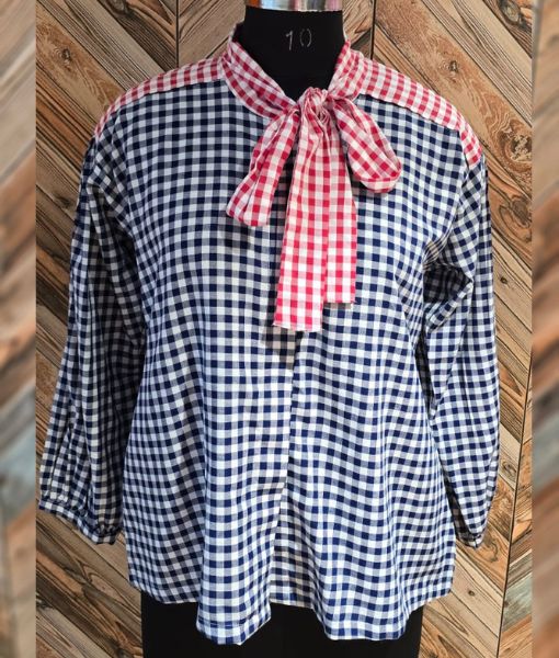 Americana check Bow Shirt 