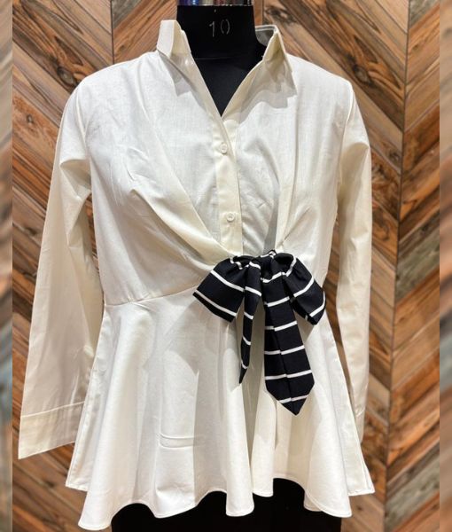 Parisian Bow Peplum Shirt