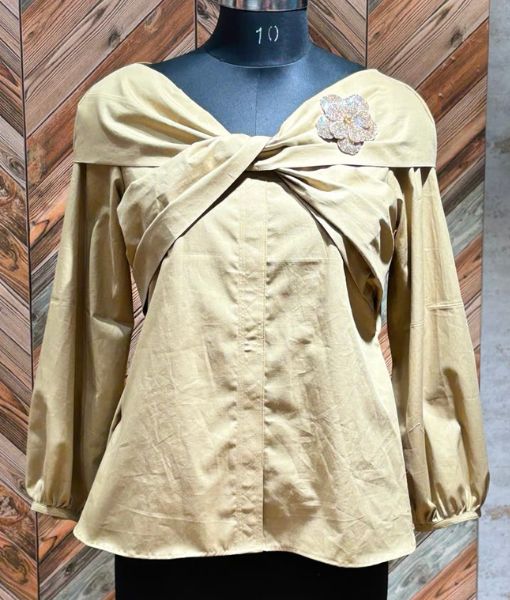 Golden Mist Draped Top